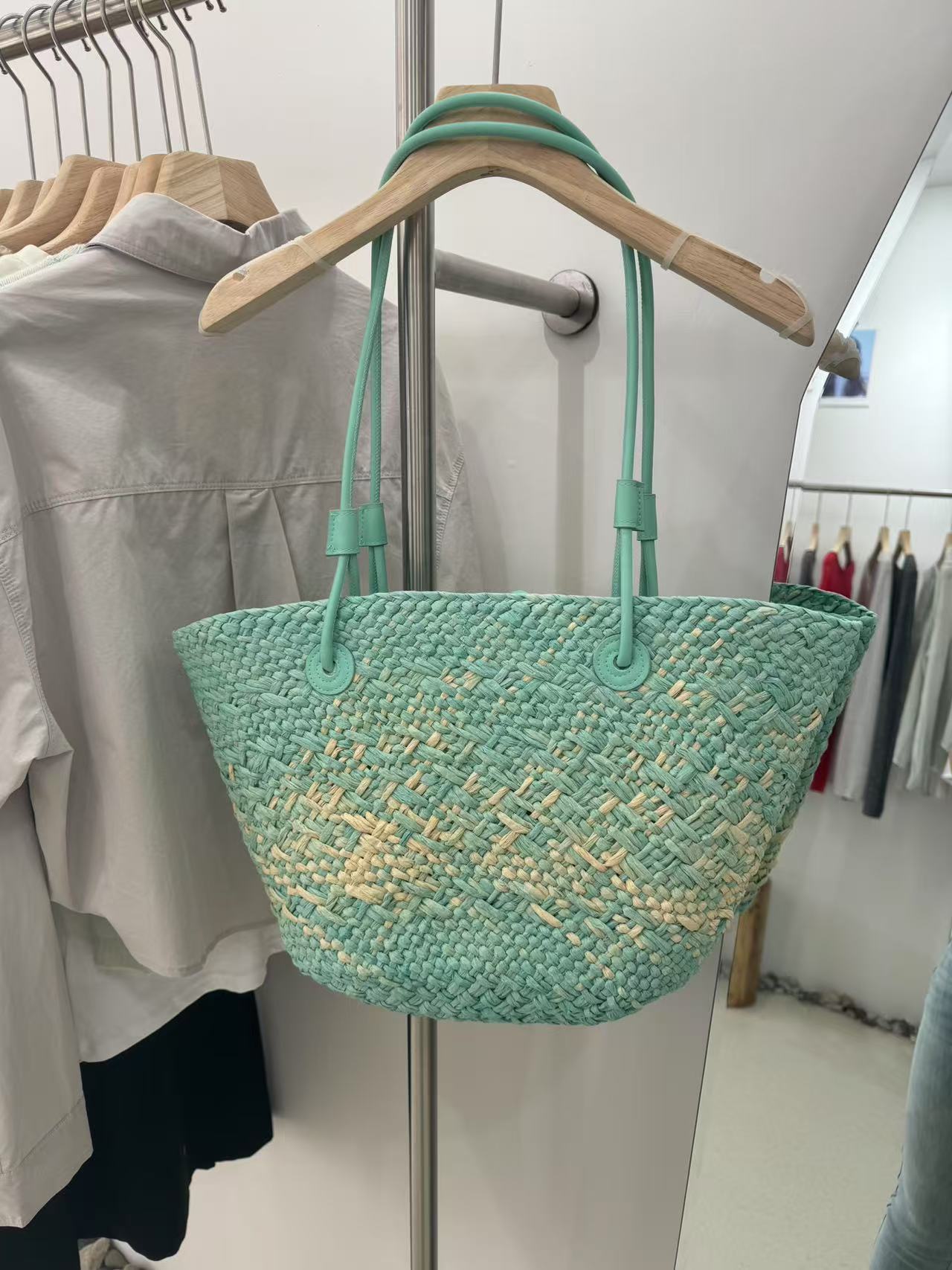 Borsa a tracolla portatile in paglia intrecciata da donna, grande capacità, retrò