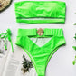 Ladies split swimsuit with metal buckle