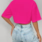 Shoulder Pocket Patched Crop Shirt Short Sleeve Tops
