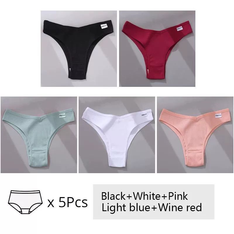 Set da 5 pezzi di mutandine da donna in cotone, intimo M-XL Comfo
