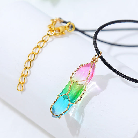Collana da donna con cristalli di diamanti geometrici trasparenti