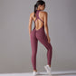 Solide Beauty-back Lange Hosen Jumpsuit Yoga Fitness Running Dance Slim Bodysuit Damen Sportbekleidung