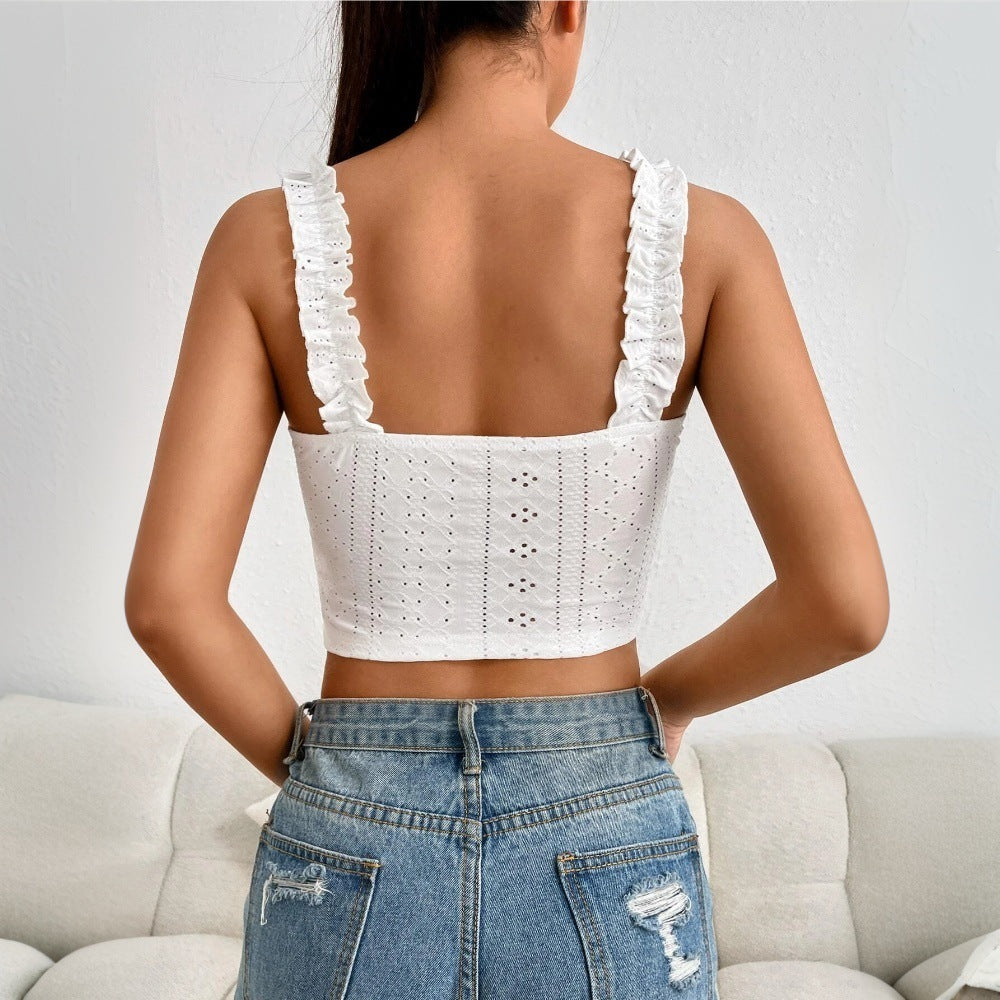 Canotta elegante in pizzo da donna, top lusinghiero
