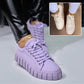 Lace-up Canvas Shoes Summer Round Toe Platform Single Shoes For Women Sneakers