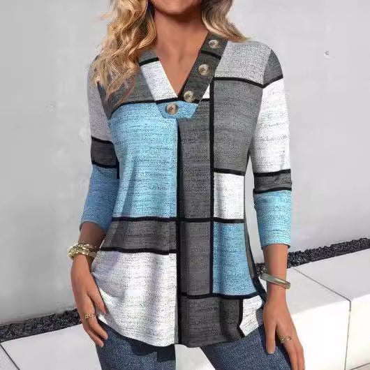 Maglietta con scollo a V alla moda da donna