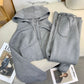 Maglione di cotone grigio, pantaloni, set casual sportivo