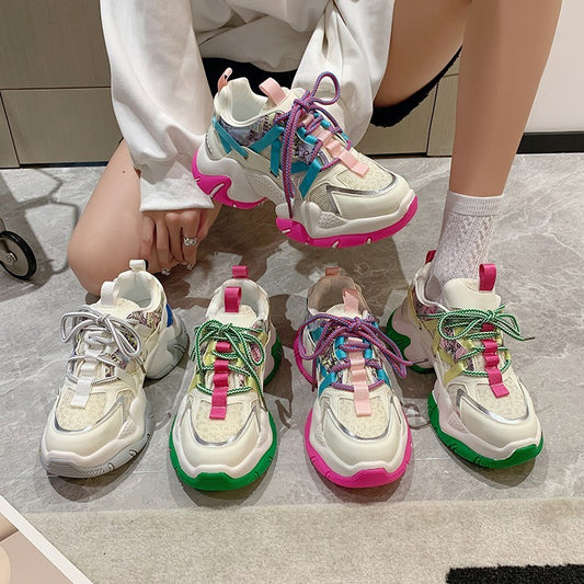 Scarpe sportive casual traspiranti da donna in stile coreano, autunno, nuovo, colorblock