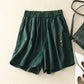 Pantaloncini in lino e cotone con ricamo vintage alla moda femminile