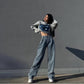 Trendy Mopping Pants High Waist Wide Leg Pants Straight  Jeans