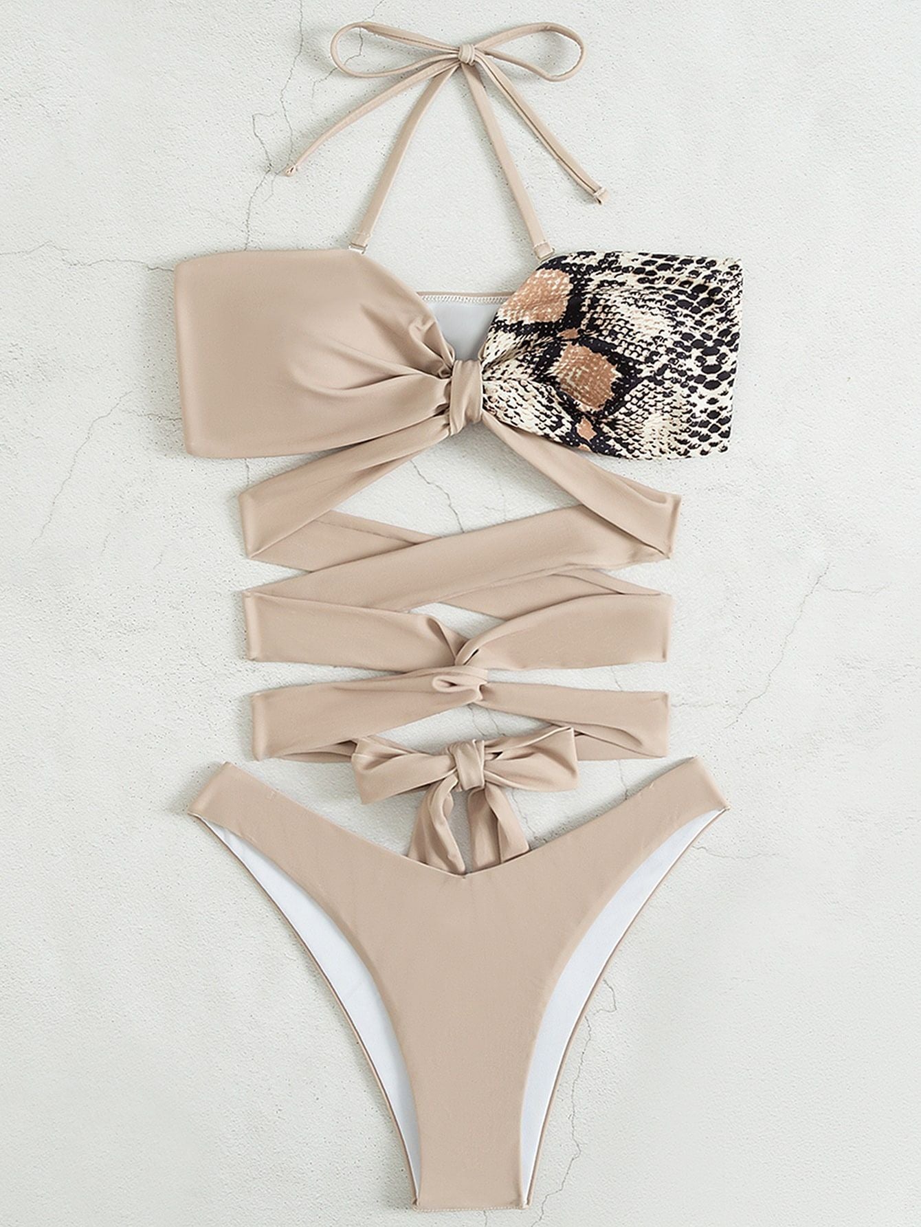 Sexy Bikini mit Schnürung und Schlitz für Damen