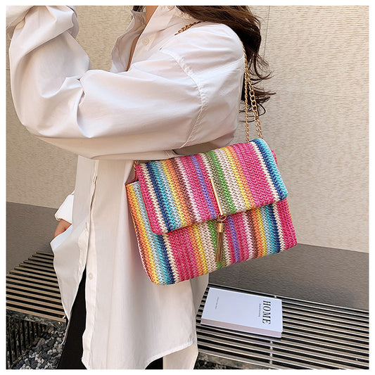 Borsa a tracolla arcobaleno semplice alla moda da donna