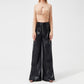 Fashion PU Trousers Metal Zipper Pocket Long Pants