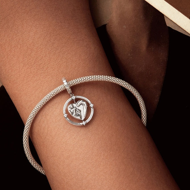 Anhänger „Eine Familie aus drei“ aus 925er Silber mit Herz-Perlen