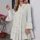 New Printed Bronzing Pleated Flared Long Sleeve Dress Summer Button Design Loose Dresses Fashion Womens Clothing