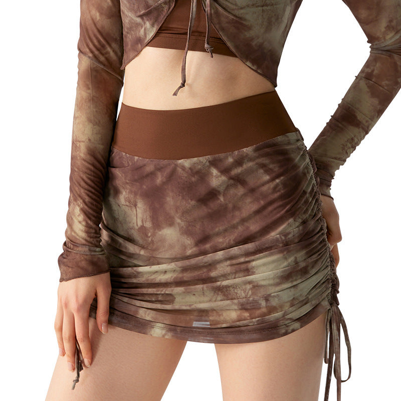 Gonne da yoga in rete tie-dye stampate da donna