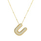 Brass Zircon Bubble Balloon Letter Pendant Necklace For Women