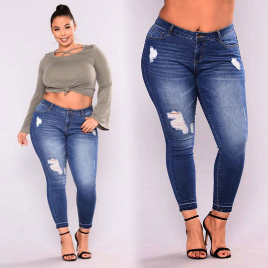 Holes to increase high stretch denim pants