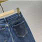 Jeans larghi da donna in cotone elasticizzato a vita alta snellenti con strass caldi
