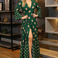 Spring And Summer European And American Long-sleeved Lace-up V-neck Print Dress