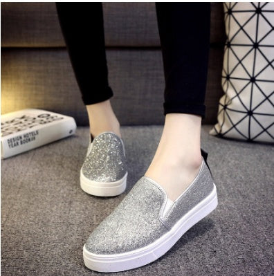 Plateau Loafer Low-Top Pailletten Damenschuhe
