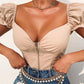 Women's Fashionable Printed Puff Sleeve Short Sleeve Top