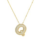 Brass Zircon Bubble Balloon Letter Pendant Necklace For Women