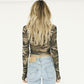 Durchsichtiges Camouflage-T-Shirt für Damen