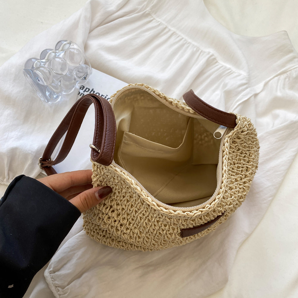 Borsa tote in paglia per le vacanze con design di nicchia