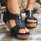 Sandalen mit Reißverschluss und Keilabsatz für Damen, leichte, höhenverstärkende Schuhe, modische, lässige Sandalen