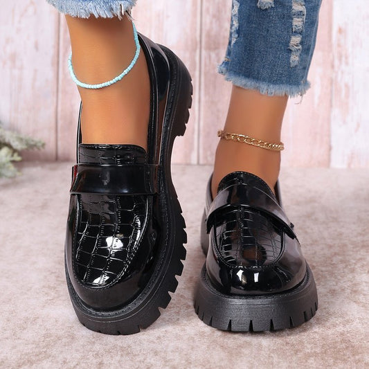 Scarpe da donna taglie forti, scarpe in pelle vintage in stile britannico