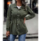 Women's Zippered Casual Mid Length Waist Windproof Jacket