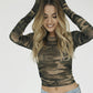 Durchsichtiges Camouflage-T-Shirt für Damen
