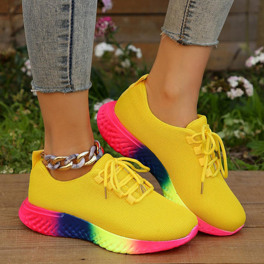 Scarpe con tacco basso elasticizzate arcobaleno taglie forti da donna