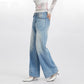 Hohe Taille Wash Drooping Straight Pants Damen Einfaches Design