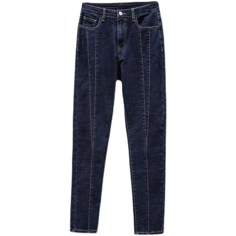 Simple Slim-fit Small-footed Denim Women's Trousers