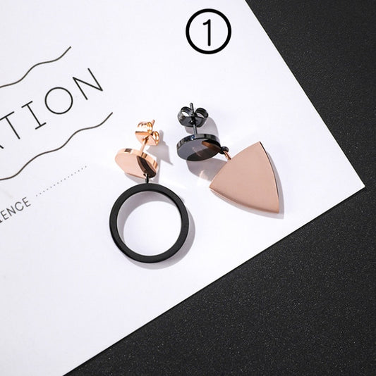 orecchini in acciaio al titanio temperamento triangolo orecchini geometrici rotondi