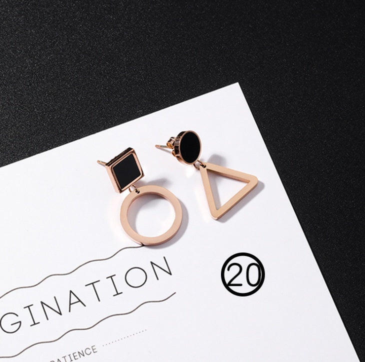 orecchini in acciaio al titanio temperamento triangolo orecchini geometrici rotondi