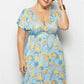 Women Summer Print Dress Casual Deep V Neck Beach