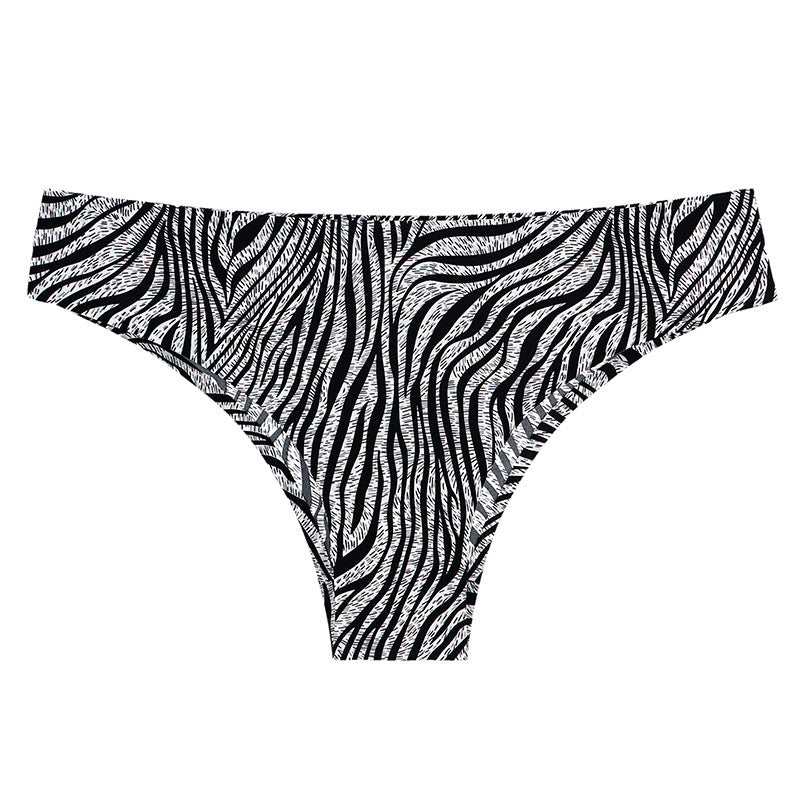 Biancheria intima senza cuciture in seta di ghiaccio stampata per donna con vita bassa