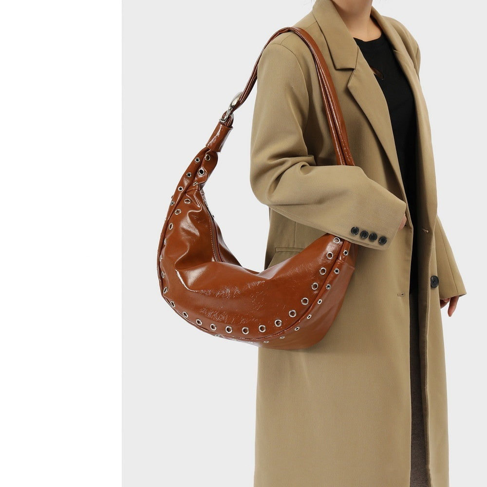 Borsa a tracolla retrò grande capacità, monospalla, sottobraccio, stile gnocco