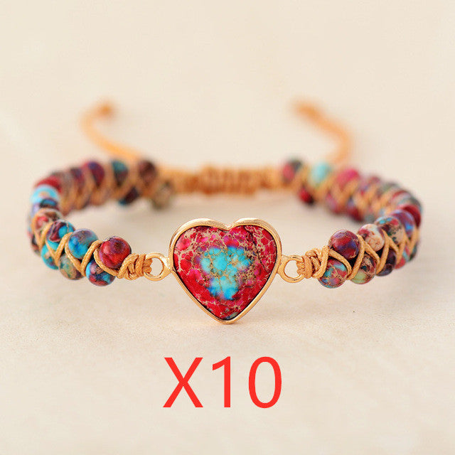 Rotes Kaisersteinarmband Pfirsichherz Liebesarmband Geflochtenes Armband