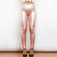 Leggings Leggings Metallizzati Pantaloni in Pelle Collant Sportivi Donna
