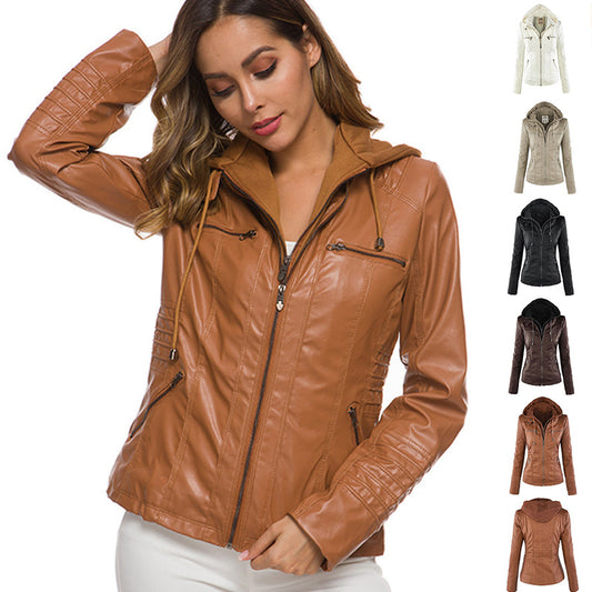Giacca con cappuccio staccabile alla moda con tasche