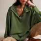 Fashion Button Lapel Sweatshirt With Slit Design Casual Sports Lantern Sleeve Pullover