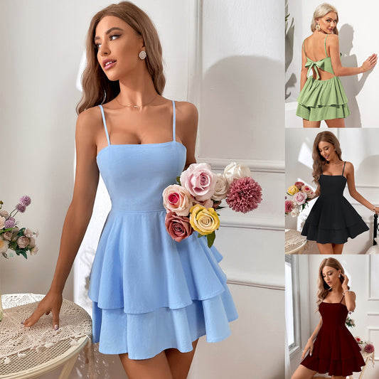 Damen Slip-Kleid mit Schleife und Bandage