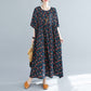 Literary Large Loose Round Neck Short Sleeve Large Swing Dress For Women