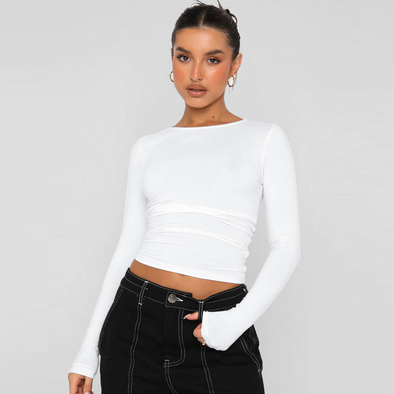 Base top a maniche lunghe alla moda slim-fit