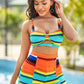 Split Final Print Bikini Boxer Badeanzug Hohe Taille