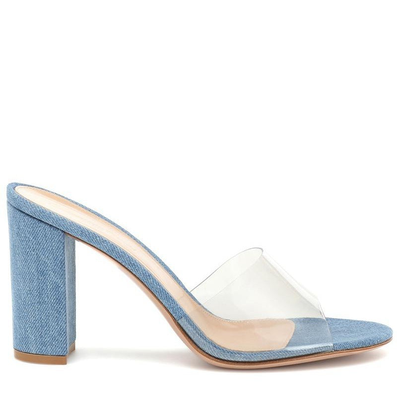 European And American Fashion Sandals PVC Chunky Heel