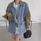 All-matching Fashion Farbe Kontrast Nähte Denim Baggy Mantel Frauen